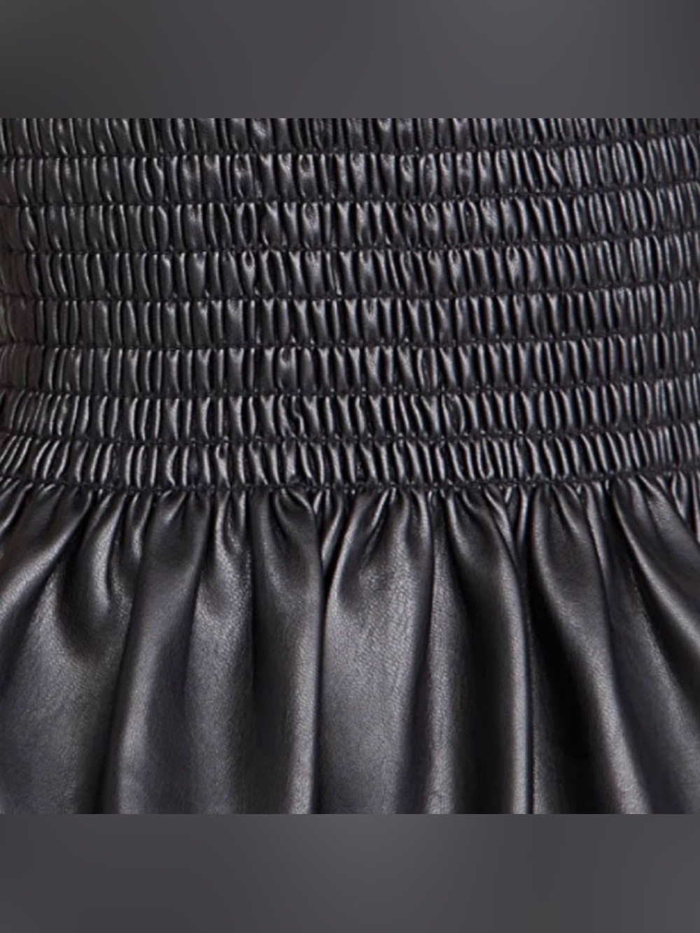🔥 SALE Staud Black Vegan Leather Peplum Smocked Ida Top, size M - Picture 7 of 10